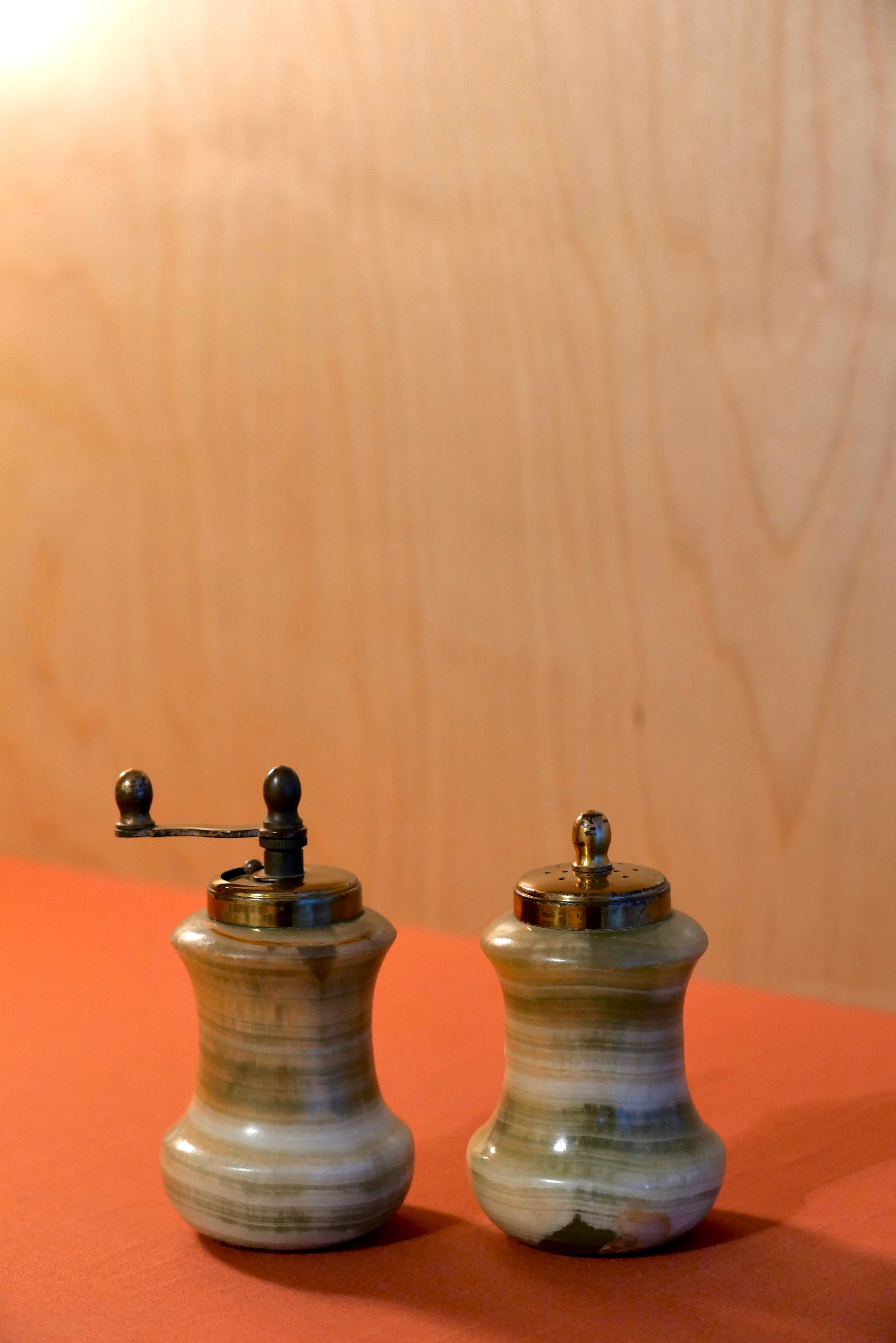 Onyx & Brass Salt and Pepper Shaker Set