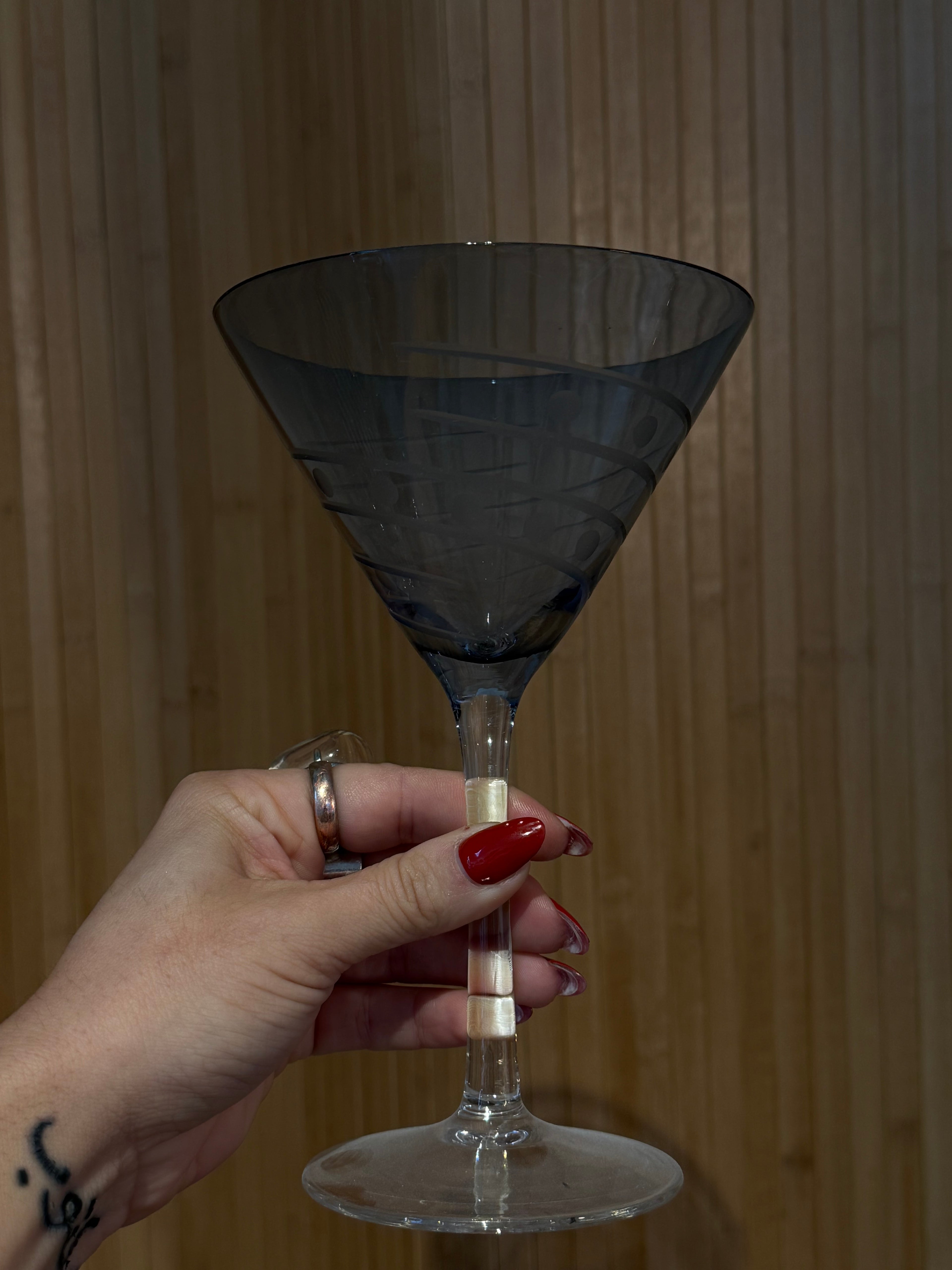 Pastel Etched Martini Glasses Set (4) - Post Modern