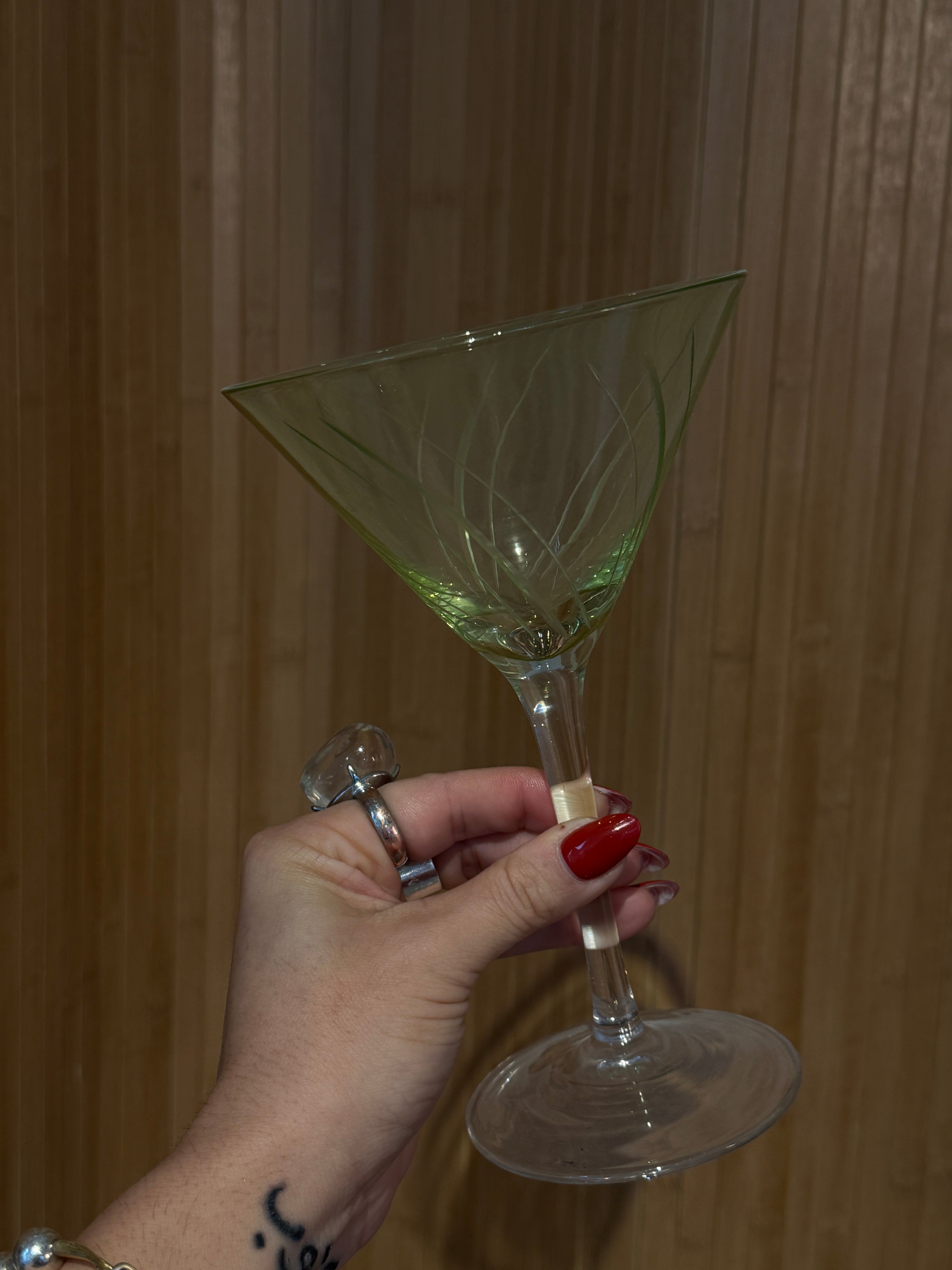 Pastel Etched Martini Glasses Set (4) - Post Modern