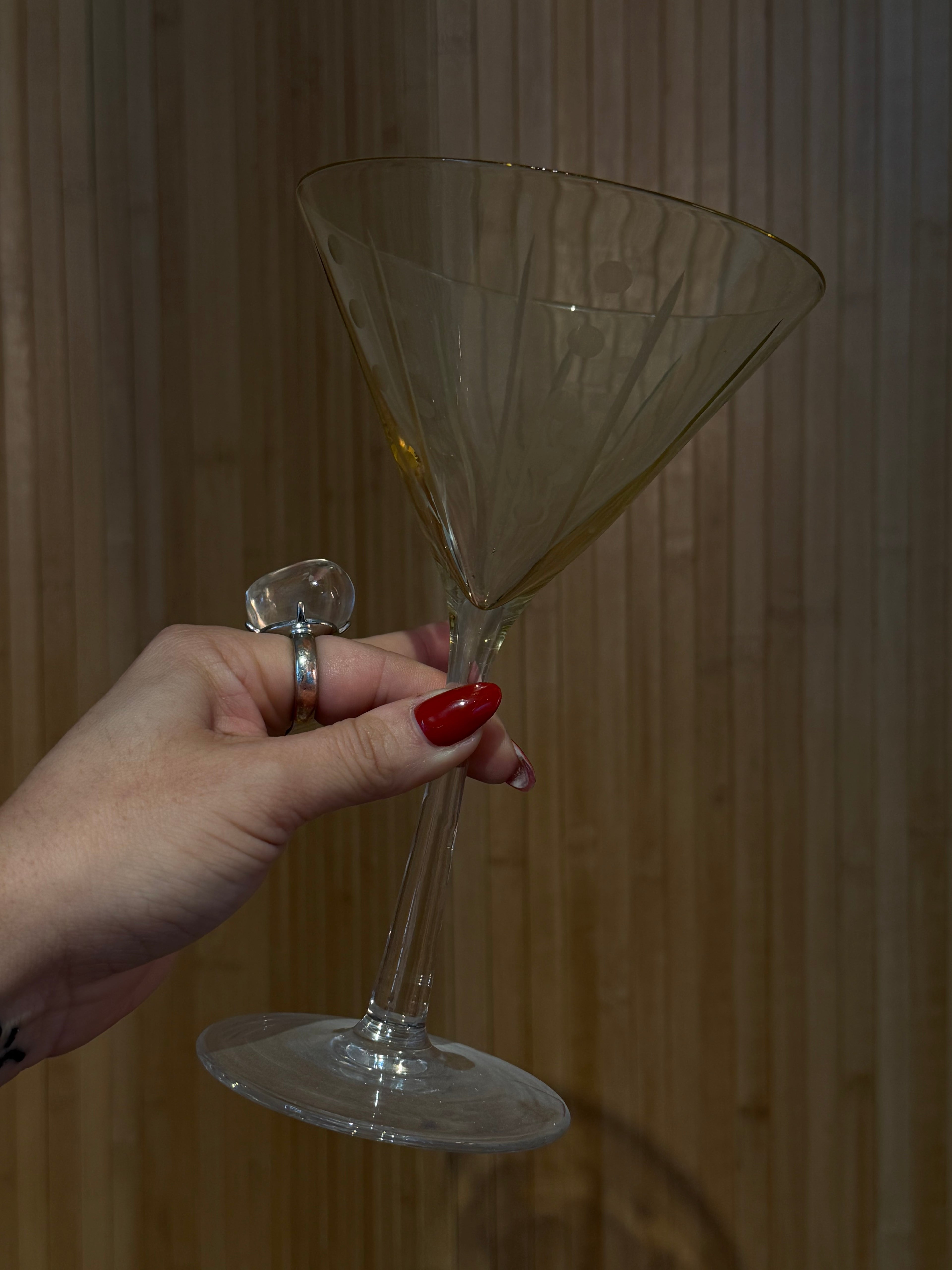 Pastel Etched Martini Glasses Set (4) - Post Modern