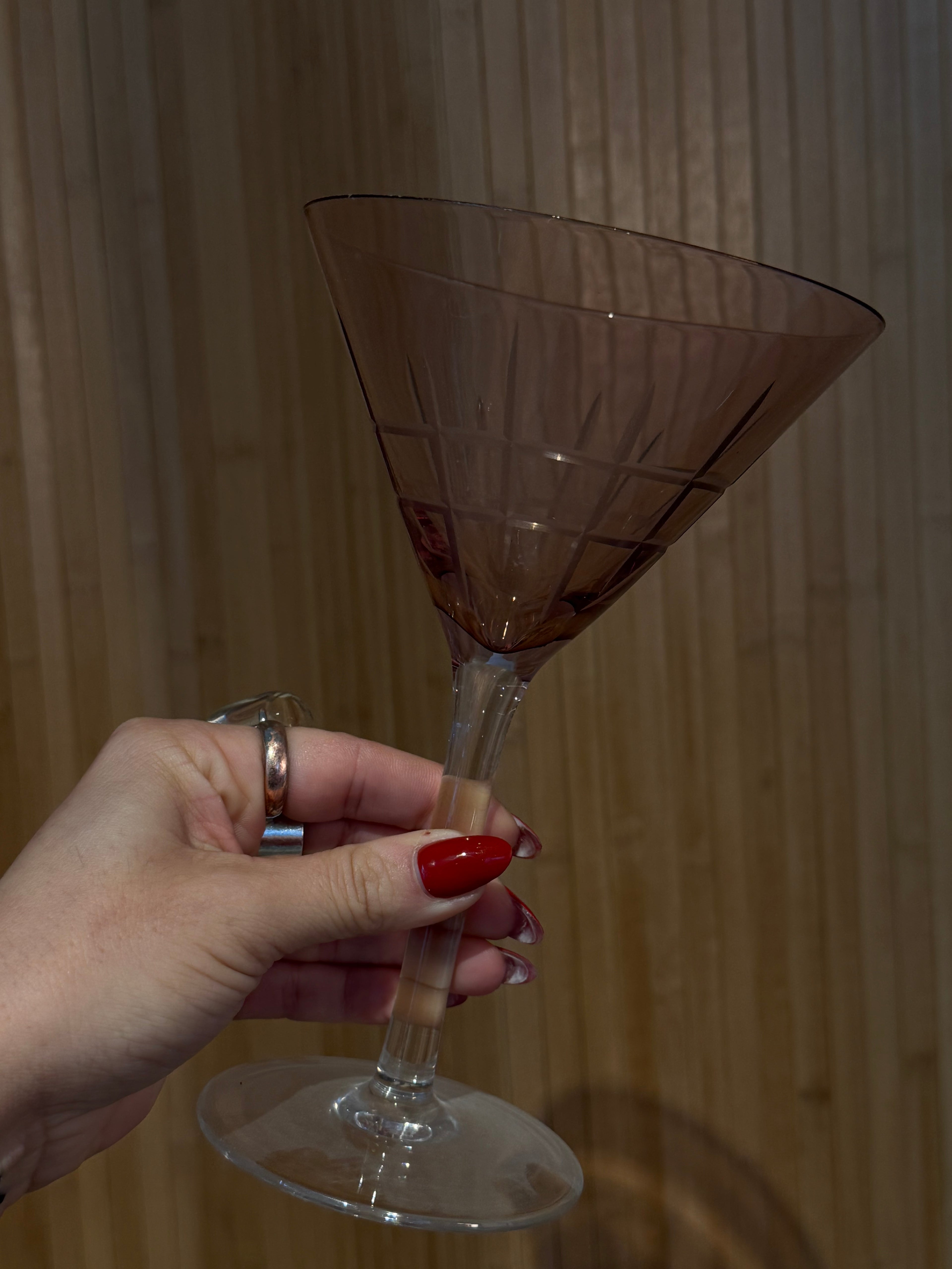 Pastel Etched Martini Glasses Set (4) - Post Modern