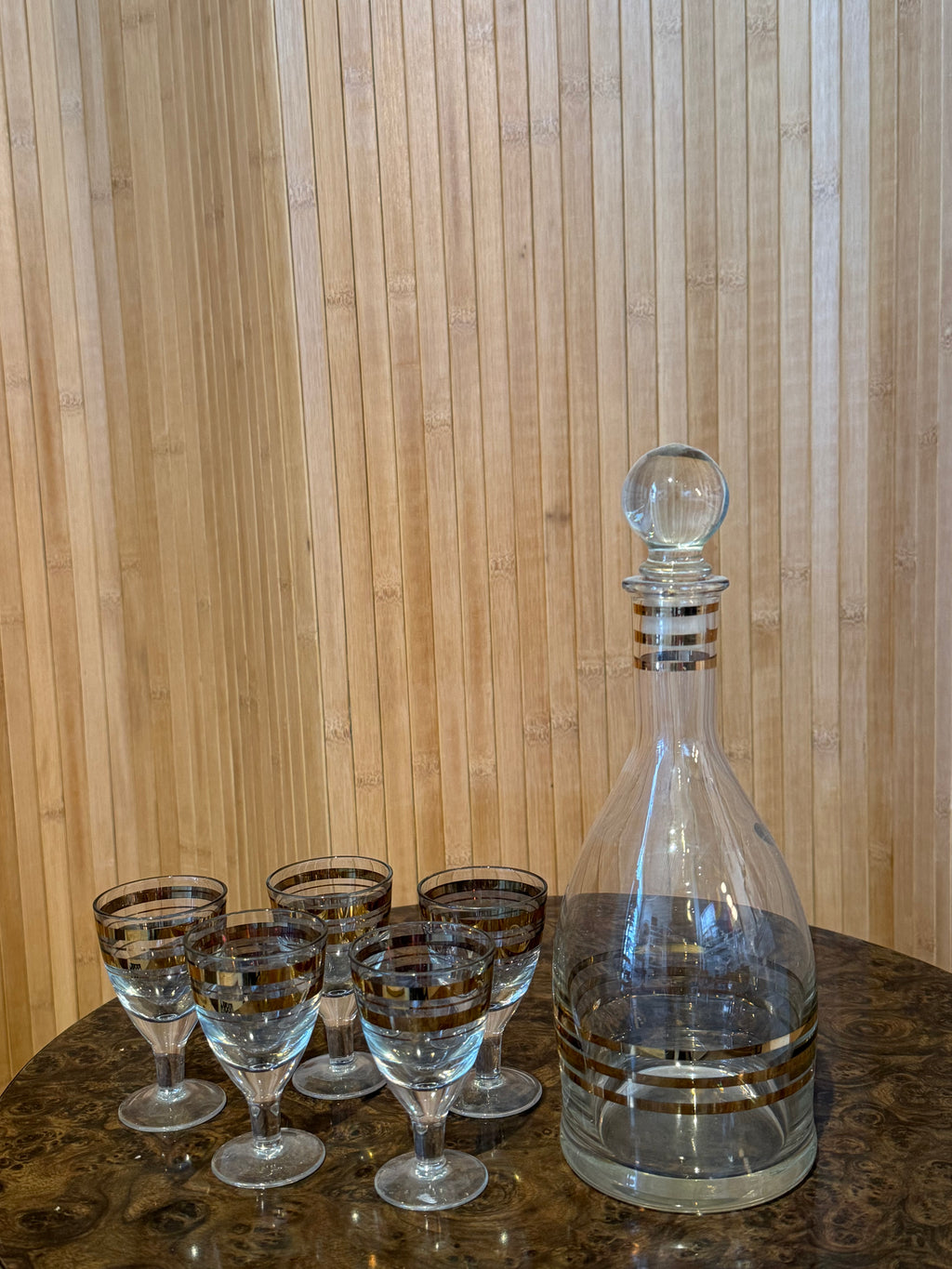 MCM Glass Decanter + Cordials Set (6pc)