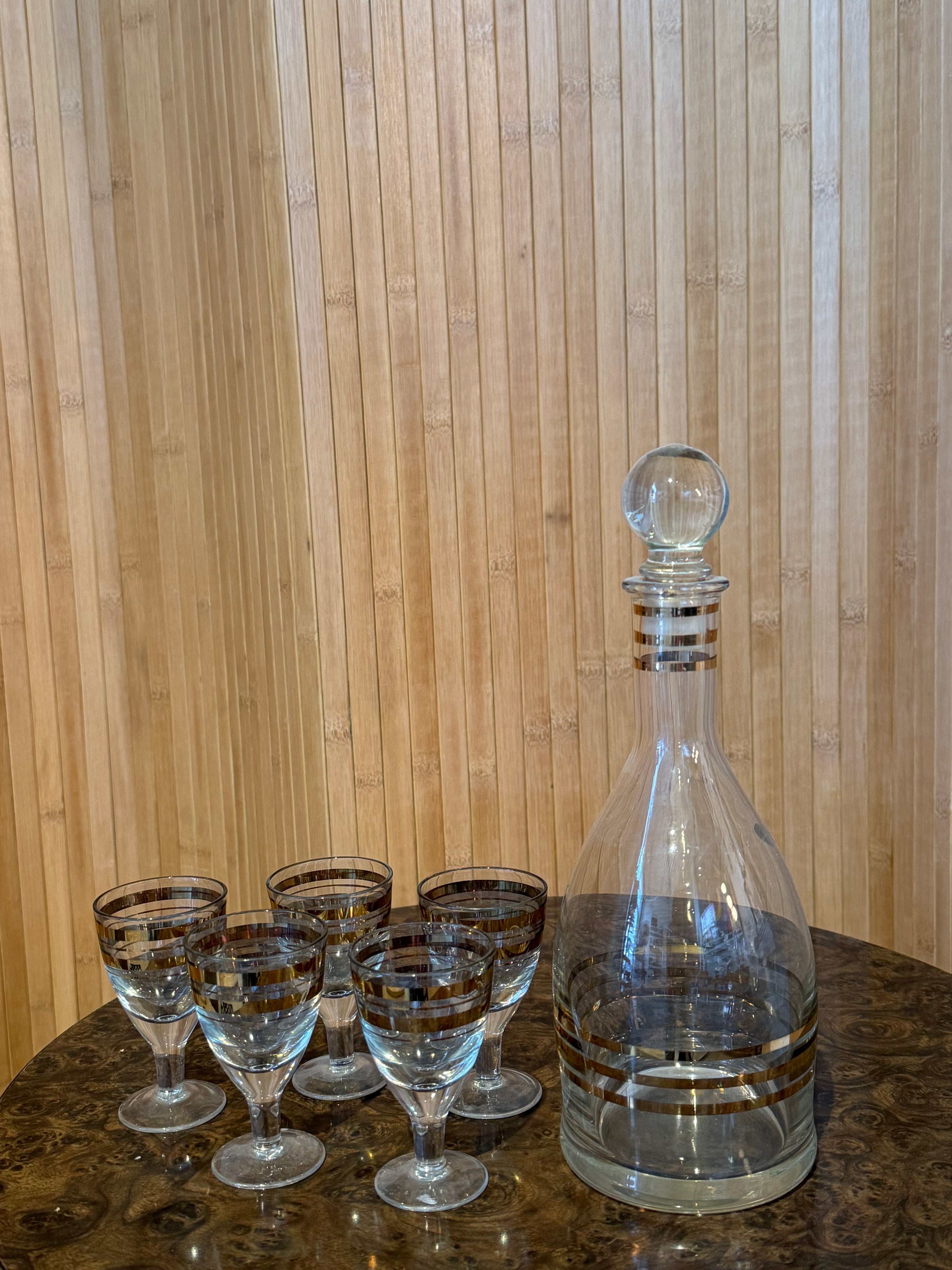 MCM Glass Decanter + Cordials Set (6pc)